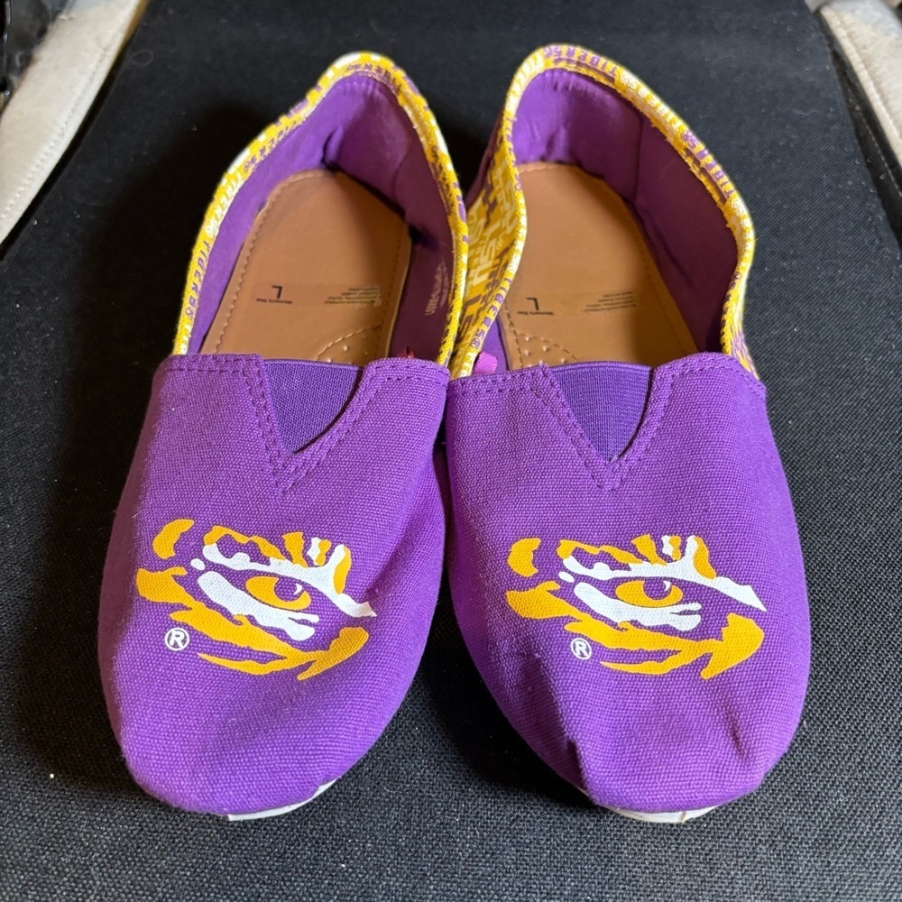 LSU Tigers Purple and Yellow Slip-On Shoes Size Large 8